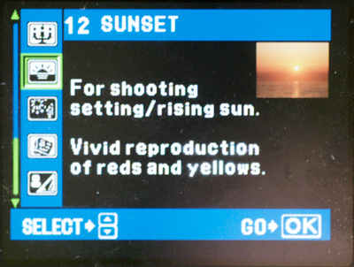 Sunset menu