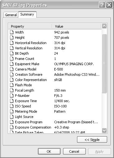 EXIF window