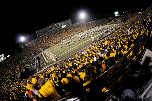 Shot from the top of Memorial Stadium, this shot shows the whole stadium.