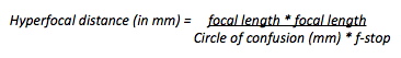 hyperfocal distance depth of field