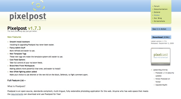 Pixelpost Web site