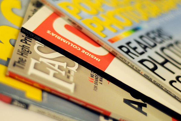 A stack of magazines.