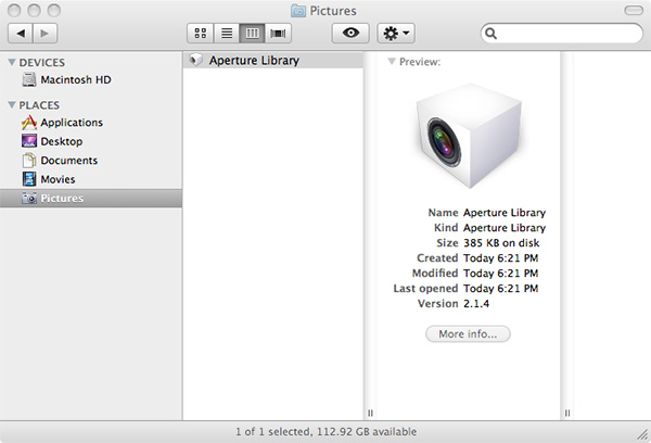importing files to aperture