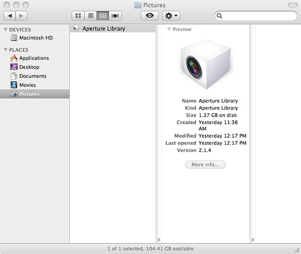 importing files to aperture